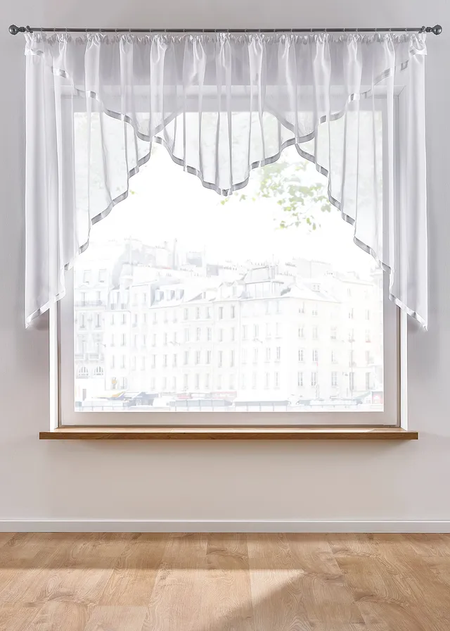 Dekoračná záclona so saténovým pásom, s recyklovaným polyesterom