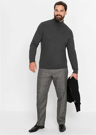 Pull à col roulé avec cachemire, Couleur: gris foncé chiné