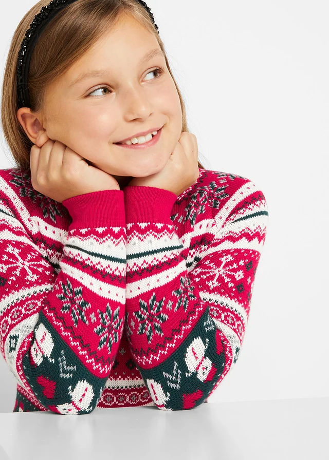 Robe en maille fille à motif hivernal • rouge • product-page.page-title-suffix