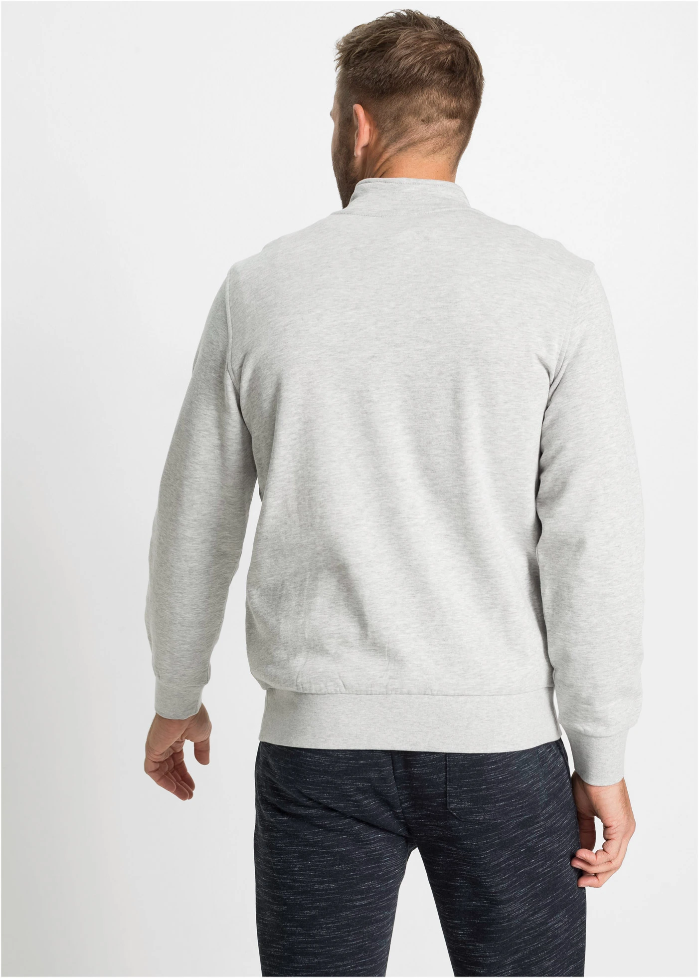 Sweater met troyer kraag • lichtgrijs gemêleerd • bonprix online shop