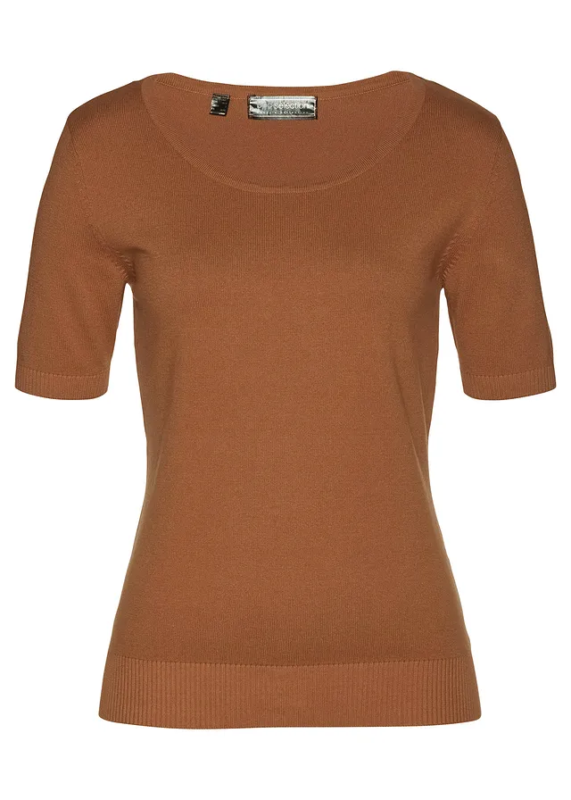 Svetr s krátkým rukávem • kaštanově hnědá • bonprix obchod