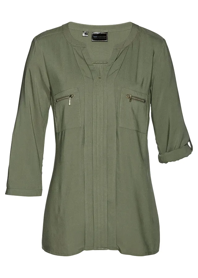 Tuniekblouse van soepele viscose • olijfgroen • bonprix online shop