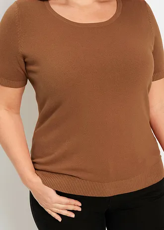 Svetr s krátkým rukávem • kaštanově hnědá plus size • bonprix obchod