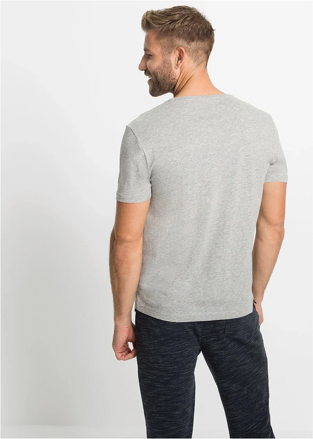 Lot de 3 T-shirts col V • anthracite chiné + gris clair chiné + noir • product-page.page-title-suffix