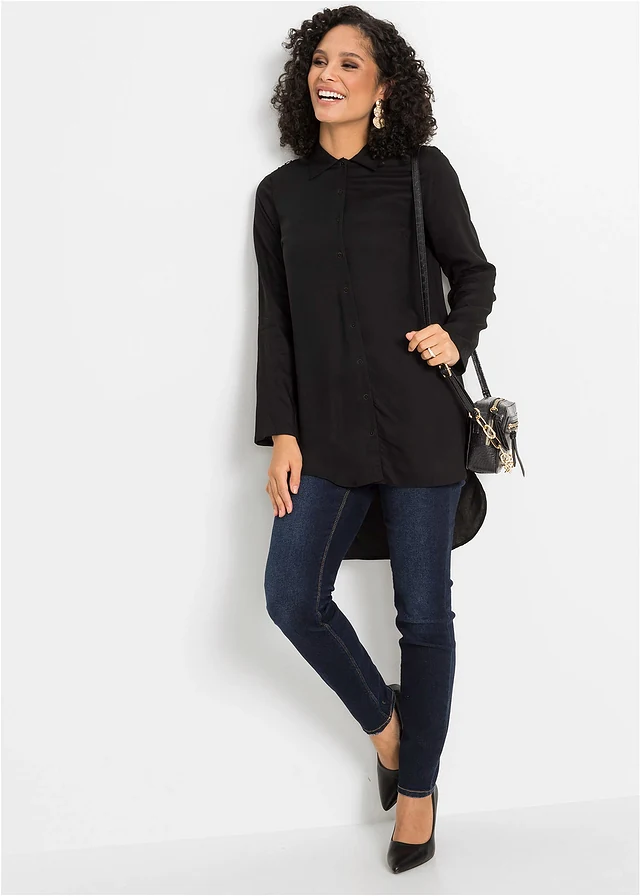 Blouse van een katoen-viscose mix • zwart • product-page.page-title-suffix