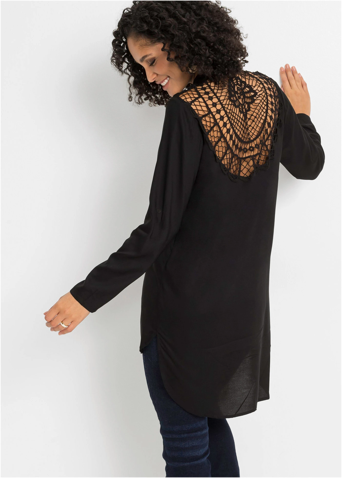 Blouse van een katoen-viscose mix • zwart • bonprix online shop