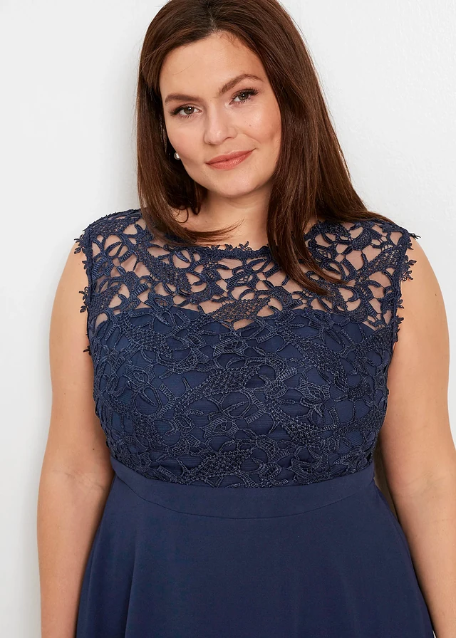 Robe courte à dentelle, Couleur: bleu foncé