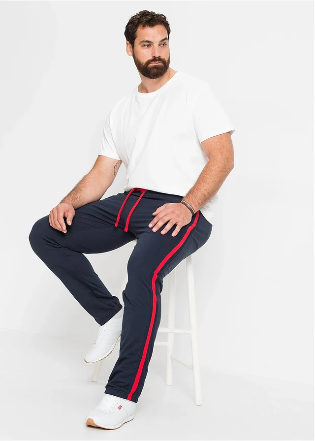 Pantaloni jogging cu detalii contrastante, culoare: bleumarin