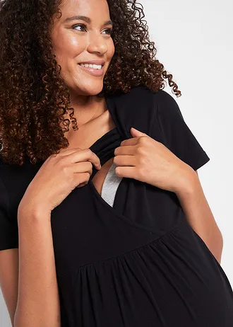 T-shirt ciążowy i do karmienia, 2 w 1 (2 szt.) • czarny+czarny • sklep bonprix