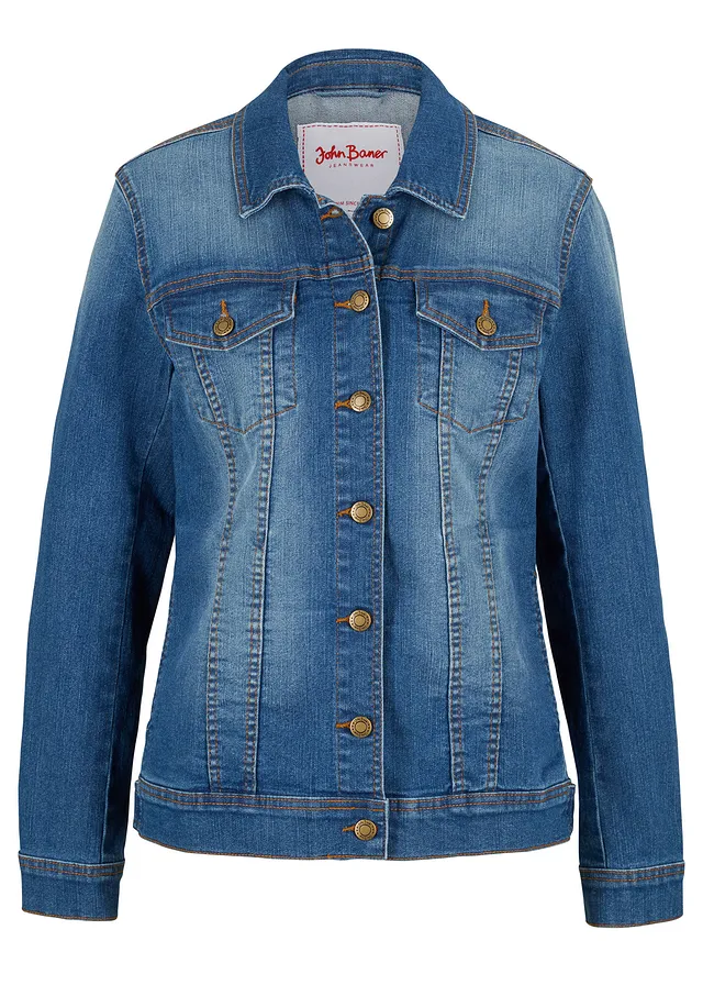 Geacă din material elastic de blugi, model basic