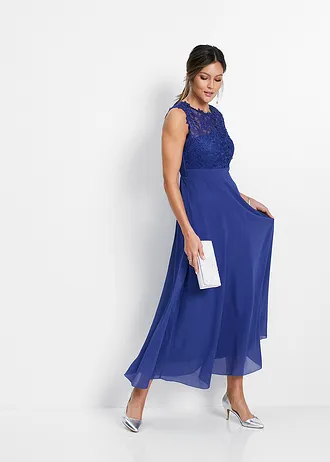 Maxi galajurk met kant, Kleur: saffierblauw