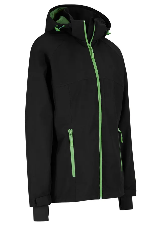 Waterdichte outdoor jas met reflecterende details • zwart • bonprix online shop