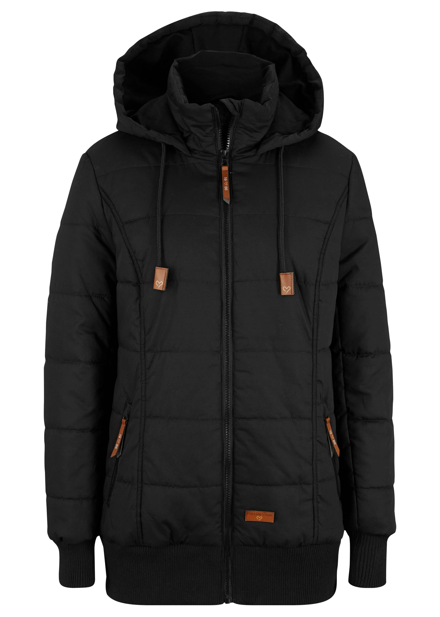 Outdoor kabát bőrutánzat részletekkel • fekete • bonprix áruház