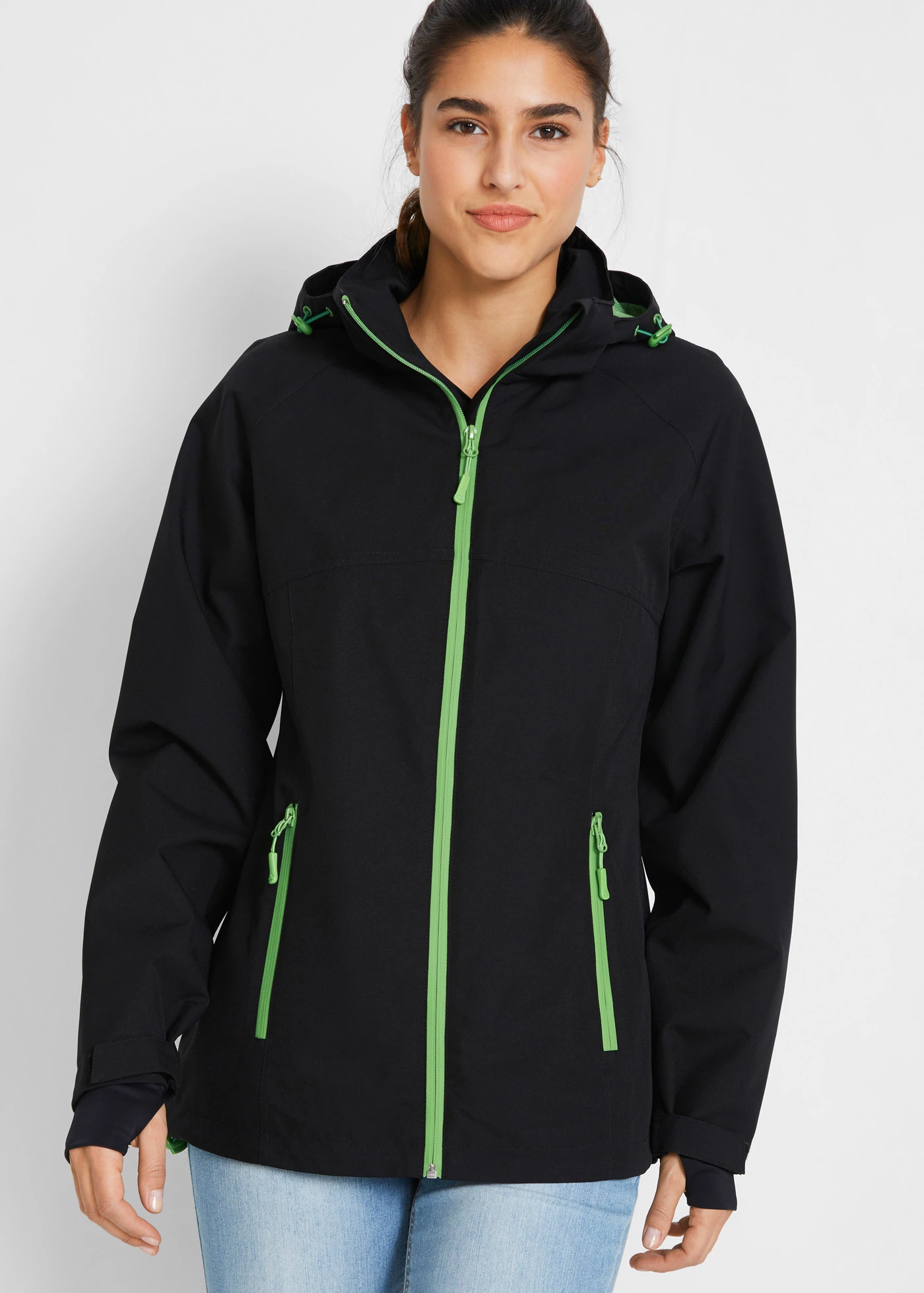 Waterdichte outdoor jas met reflecterende details • zwart • bonprix online shop