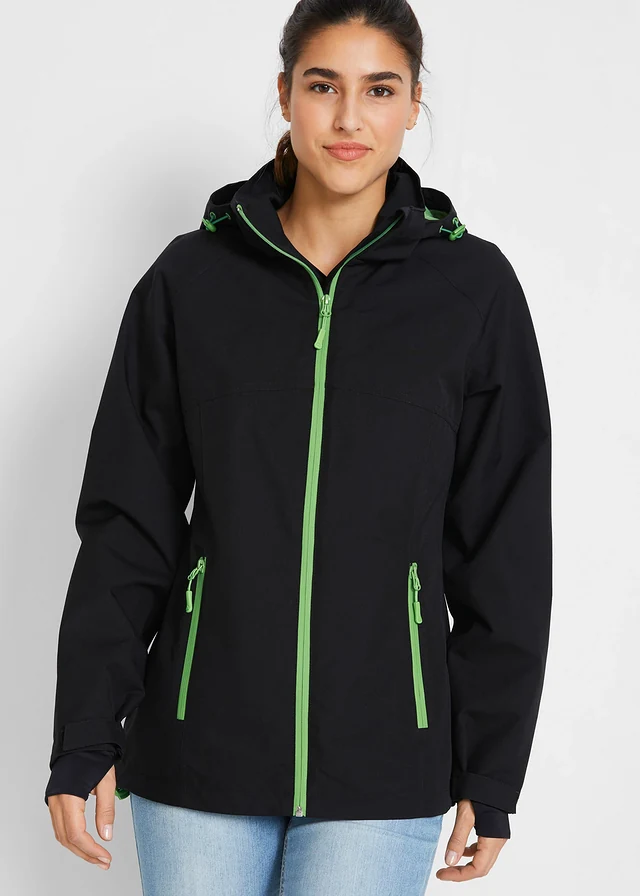 Waterdichte outdoor jas met reflecterende details, Kleur: zwart