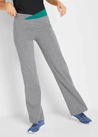 Katoenen sportbroek, bootcut (set van 2), Kleur: grijs gemêleerd+zwart