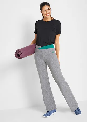 Lot de 2 pantalons de sport, bootcut • gris chiné+noir • Boutique bonprix