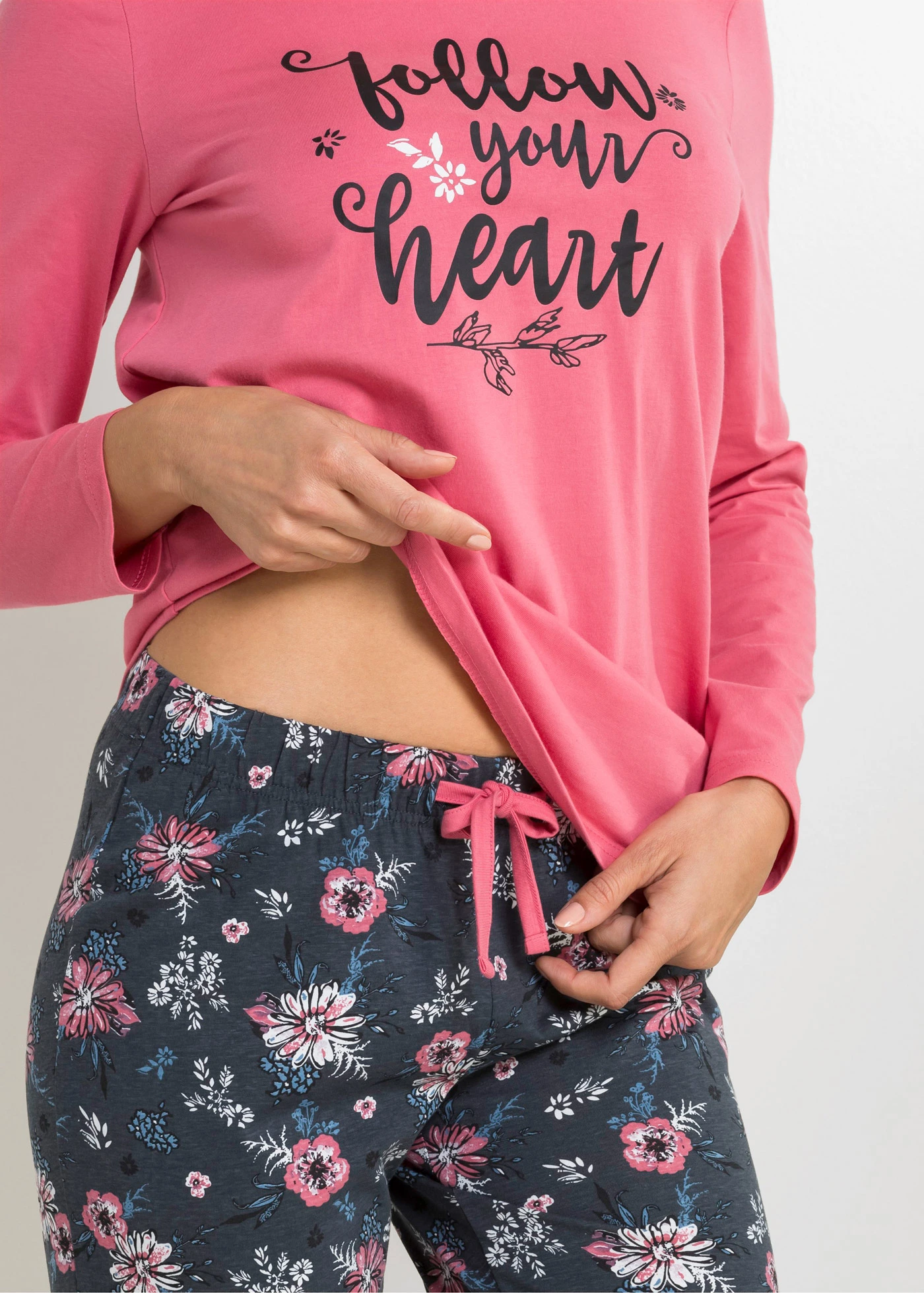 Pyjama van biologisch katoen • rookroze gedessineerd • bonprix online shop