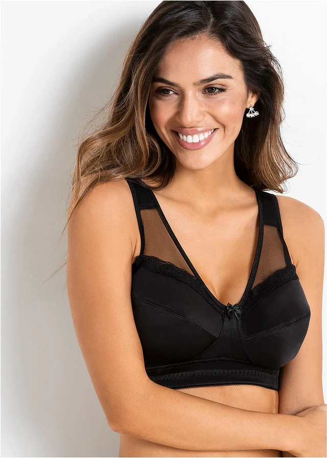 Steun bh zonder beugels met gewatteerde bandjes (set van 2), Kleur: wit+zwart