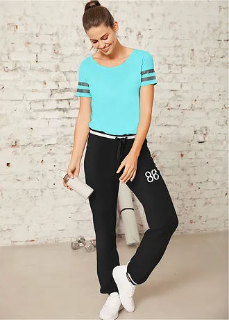 Spodnie dresowe z elastycznej mieszanki bawełny • czarny • sklep bonprix