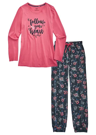 Pyjama en pur coton • vieux rose imprimé • Boutique bonprix