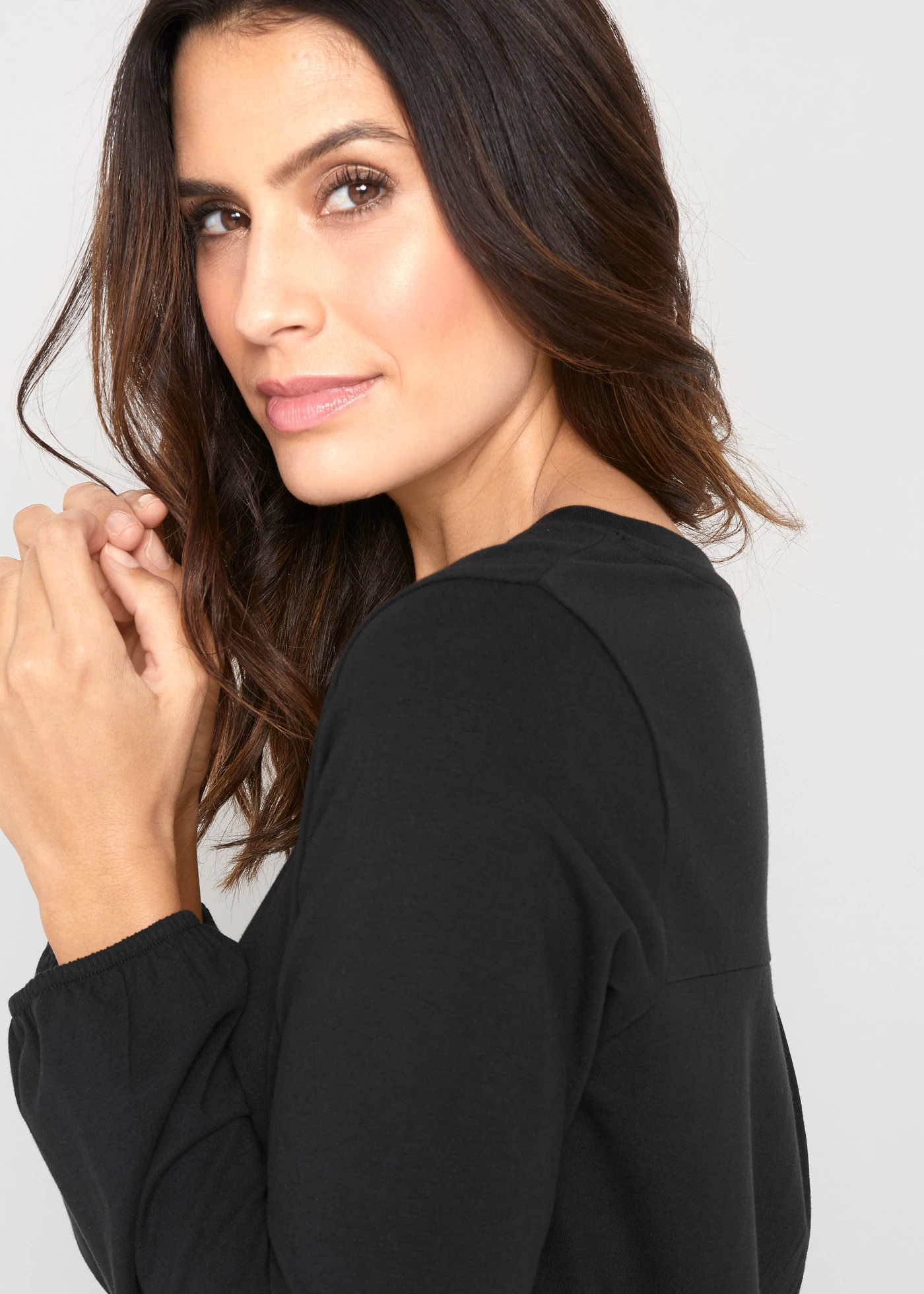 Jurk in een katoenmix, ballonmodel • zwart • bonprix online shop