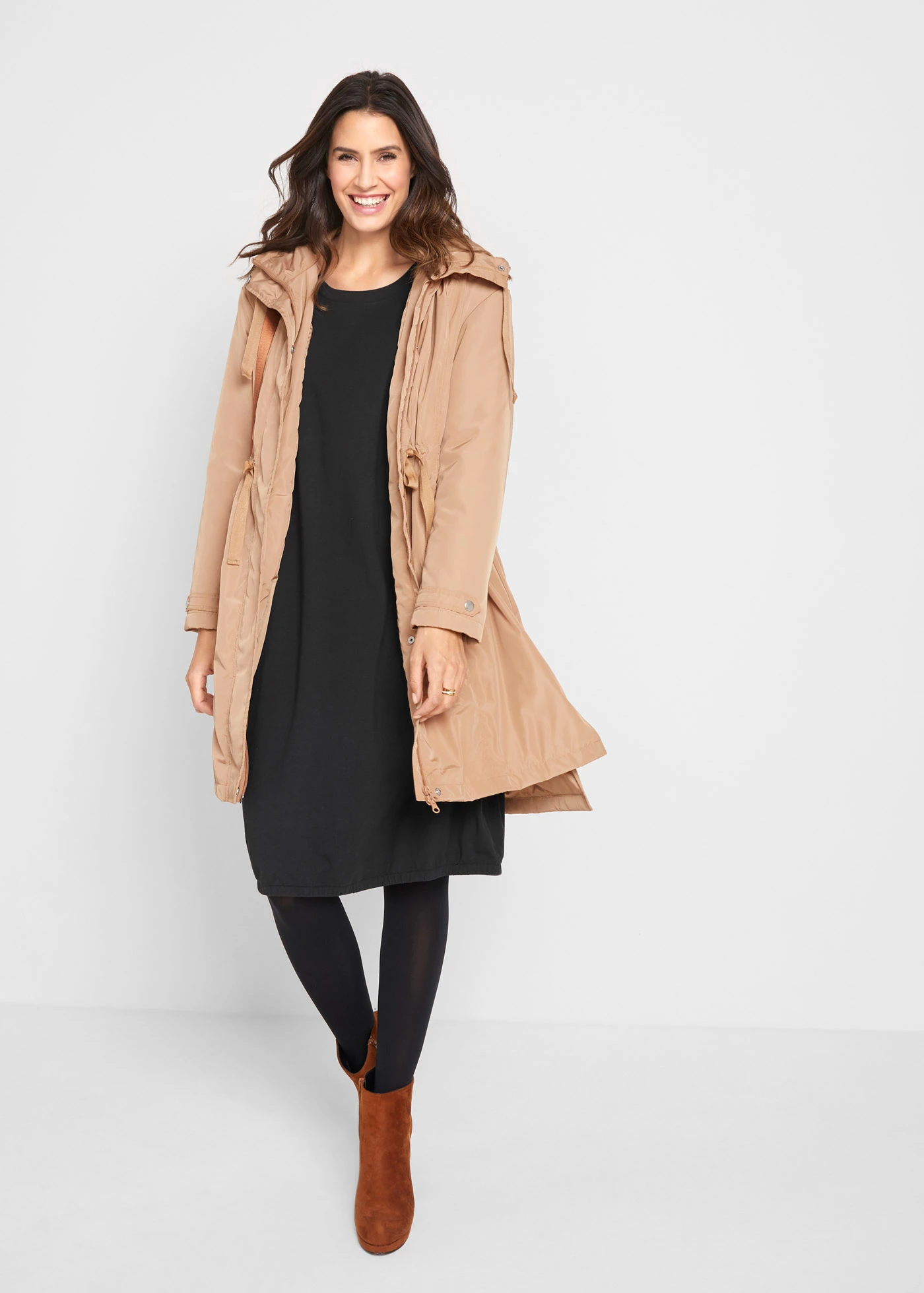 Jurk in een katoenmix, ballonmodel • zwart • bonprix online shop