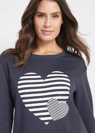 Katoenen longsleeve met print • nachtblauw-wit met print • bonprix online shop