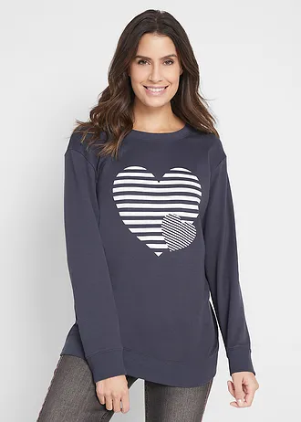 Katoenen longsleeve met print • nachtblauw-wit met print • bonprix online shop