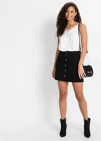 Strečová džínová sukně, barva: černý denim