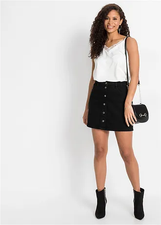 Stretch spijkerrok • zwart denim • bonprix online shop