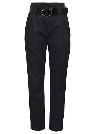 Pantalon à pinces en coton extensible • noir • Boutique bonprix