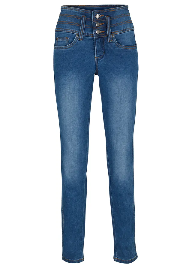 Blugi Slim High Waist, cu efect modelator