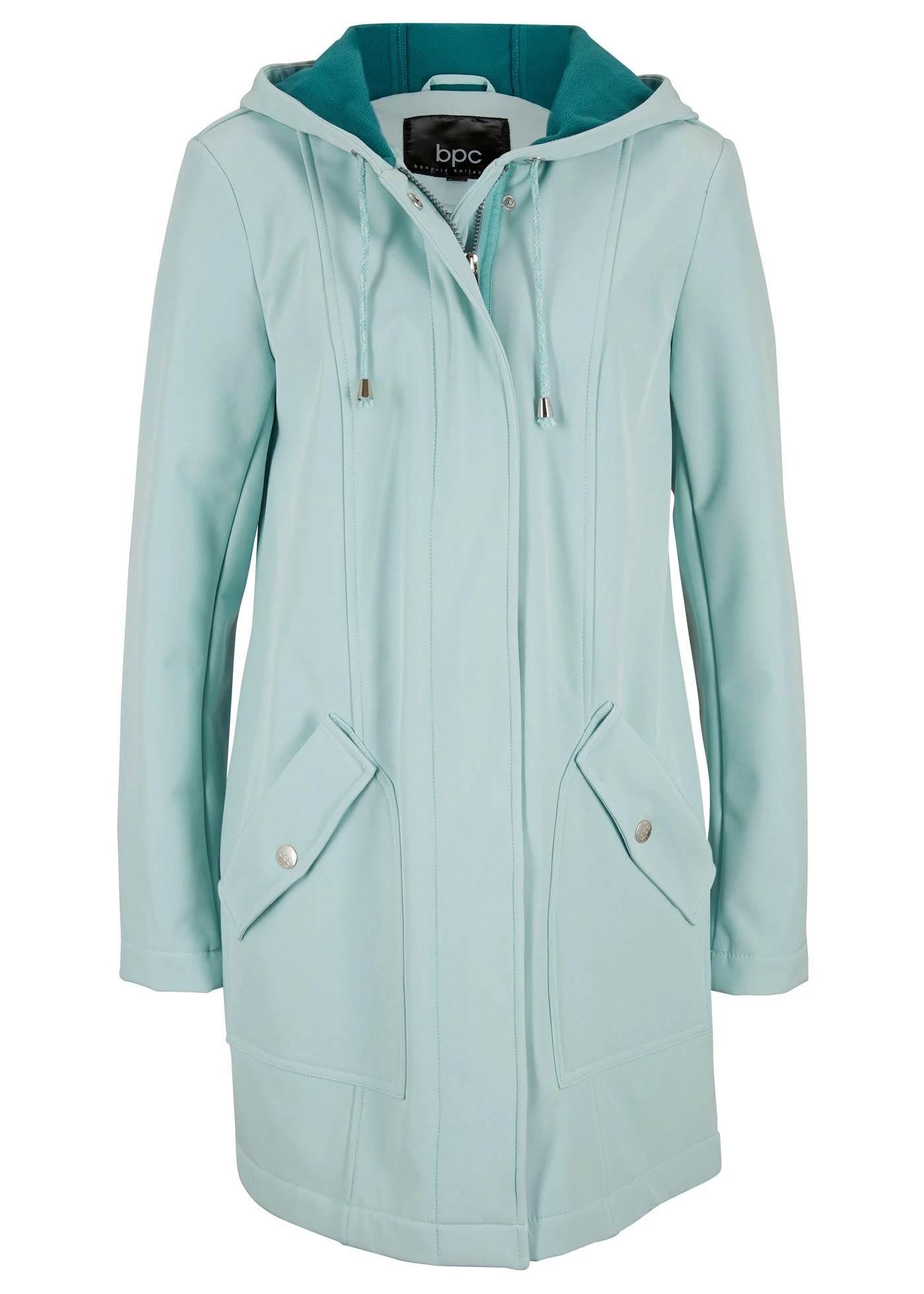 Softshell parka met capuchon • mentholmint gemêleerd • bonprix online shop
