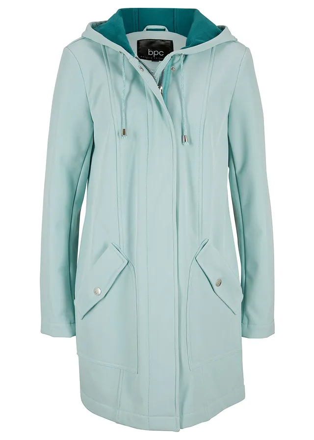 Softshell parka met capuchon • mentholmint gemêleerd • bonprix online shop