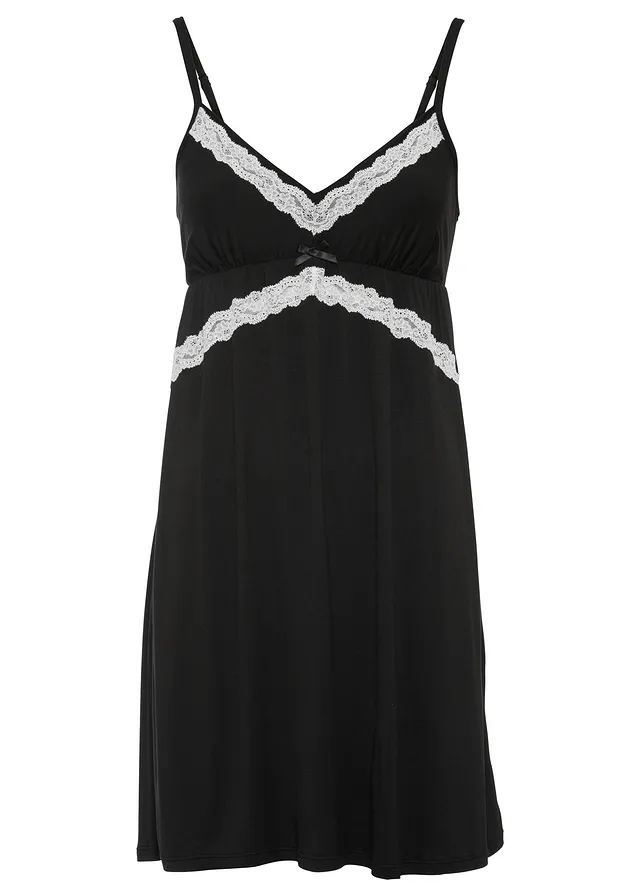 Slipdress • zwart-ecru • bonprix online shop