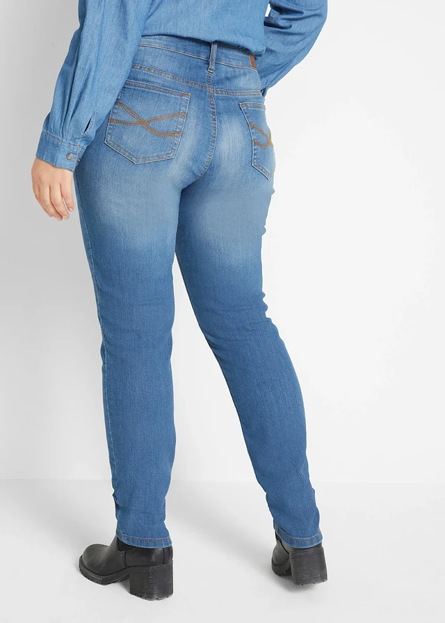 Jean skinny taille mi-haute, extensible, Couleur: bleu used