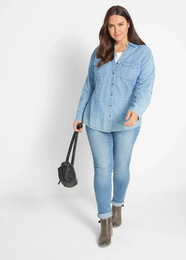 Tregging confortable et extensible, Couleur: bleu moyen used
