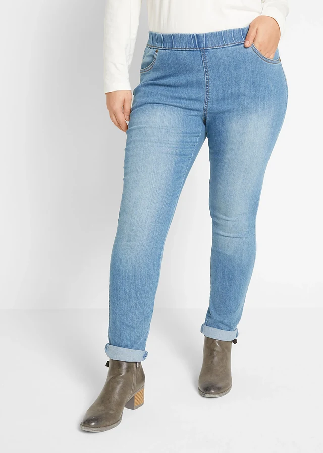 Tregging confortable et extensible, Couleur: bleu moyen used