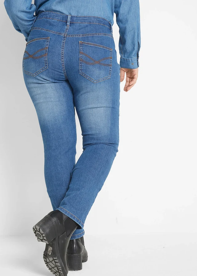 Jean skinny taille mi-haute, extensible, Couleur: bleu used