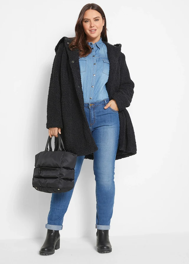 Jean skinny taille mi-haute, extensible, Couleur: bleu used
