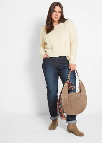 Straight jeans mid waist, stretch, Kleur: donkerblauw used