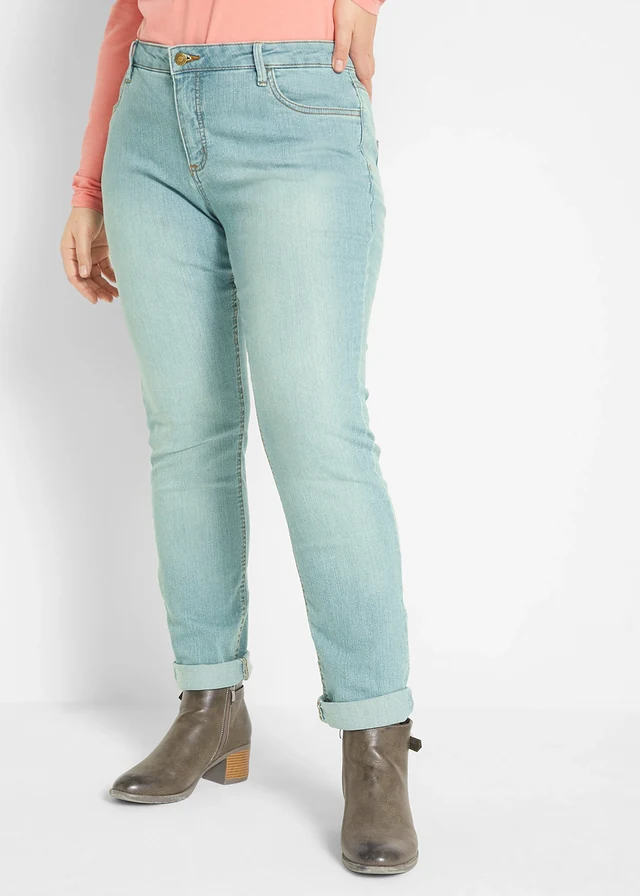 Jean skinny taille mi-haute, extensible, Couleur: bleu clair used