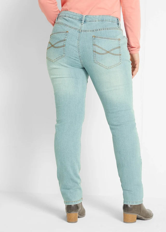 Jean skinny taille mi-haute, extensible, Couleur: bleu clair used