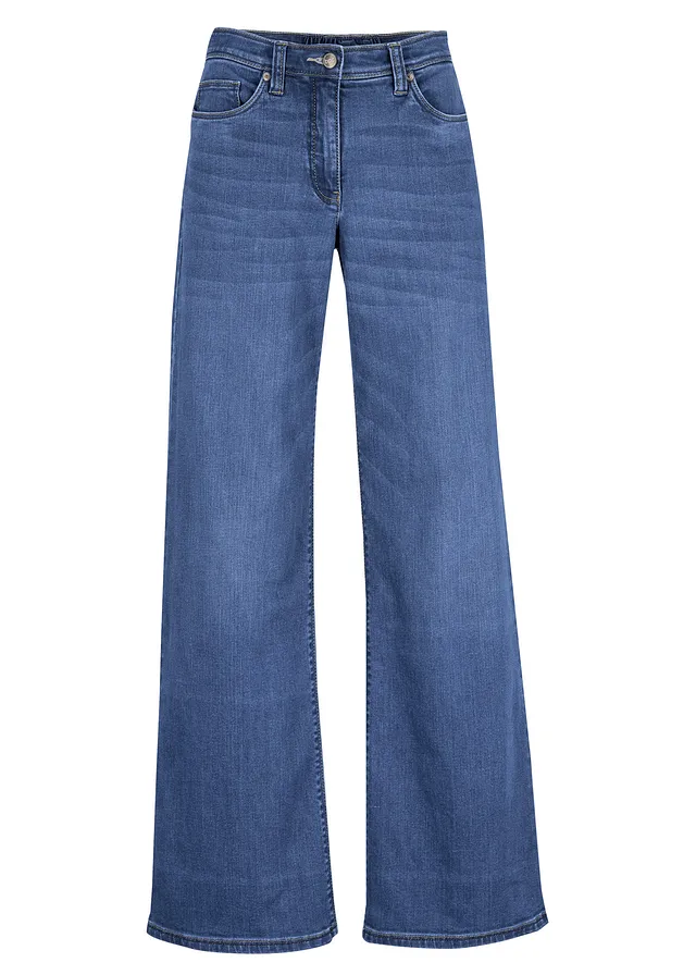 Blugi Wide-Leg Mid Waist, cu talie comodă