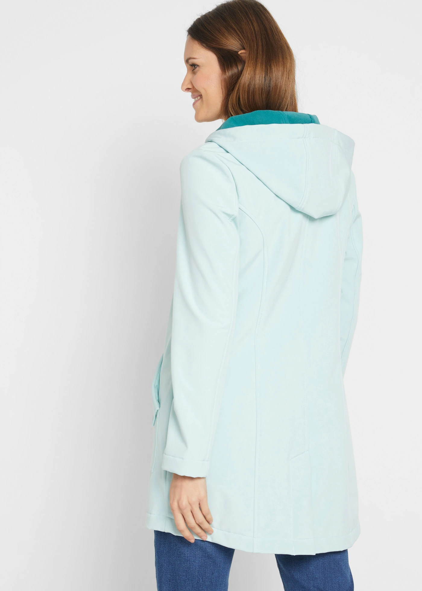 Softshell parka met capuchon • mentholmint gemêleerd • bonprix online shop