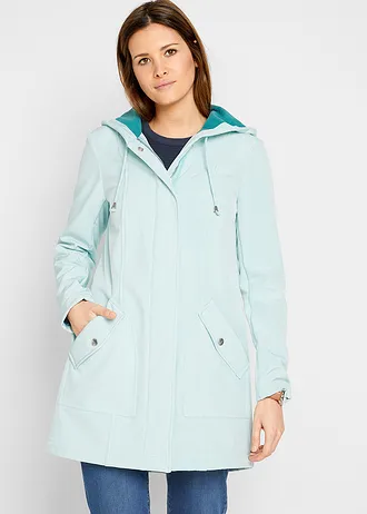 Softshell parka met capuchon • mentholmint gemêleerd • bonprix online shop