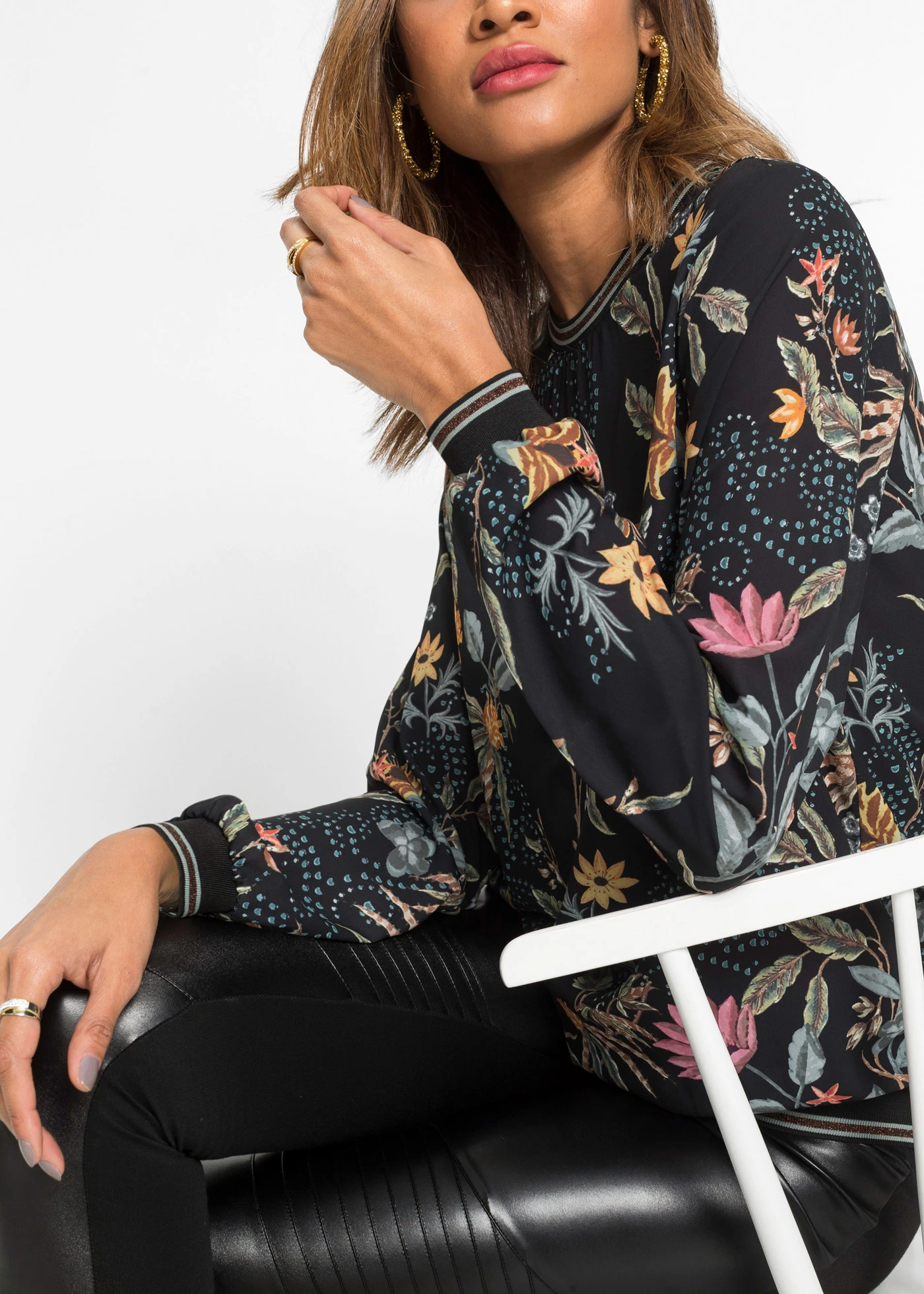 Blouse imprimée • noir floral • Boutique bonprix