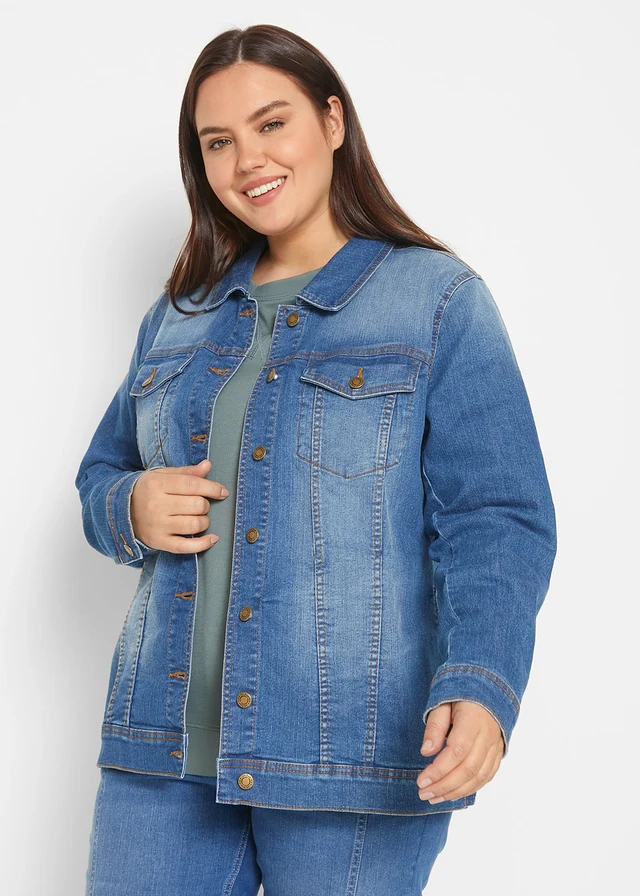 Veste en jean extensible, basique, Couleur: bleu