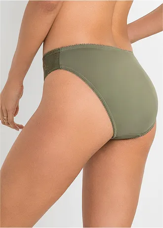 Slip met subtiel kant (set van 2), Kleur: olijfgroen+grijs